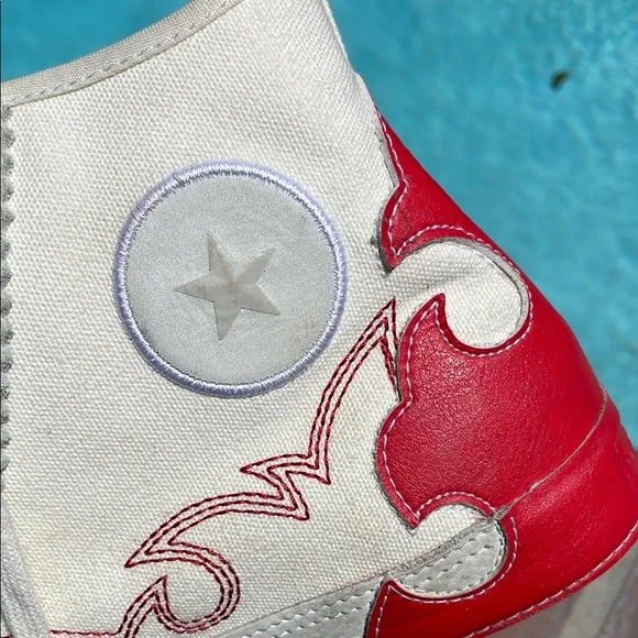 Converse Chucks Taylor Sasha High-Top Sneakers with Red Flame Western Design - Picture 9 of 15